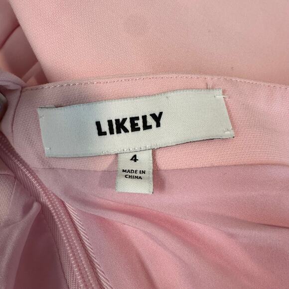 LIKELY Fit and Flare Dress Halter Neck Sleeveless Mini Skater Light Pink - Picture 9 of 10